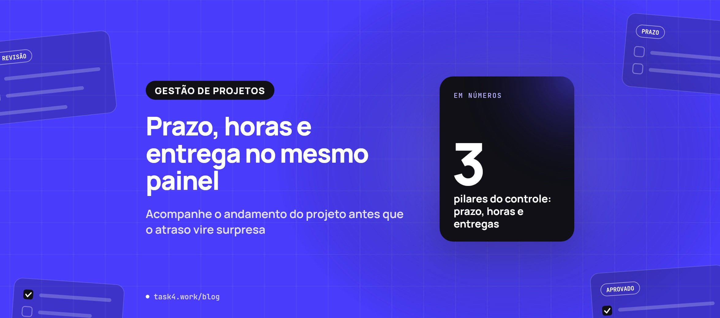 Prazo, horas e entrega no mesmo painel